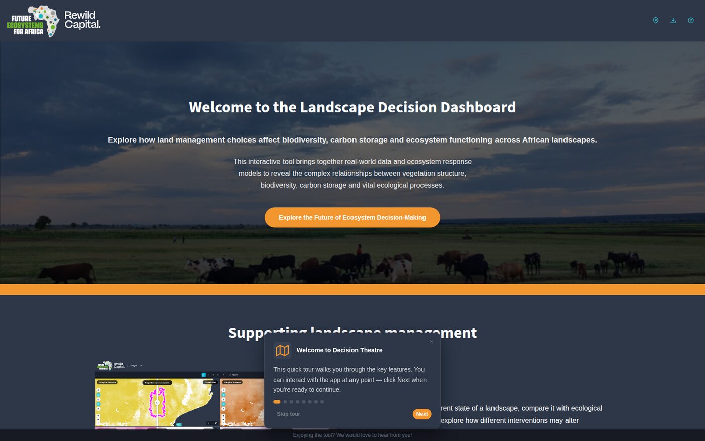 The Landscape Decision Theatre dashboard