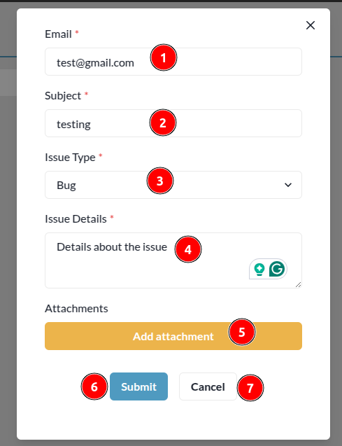 Create Issue Form