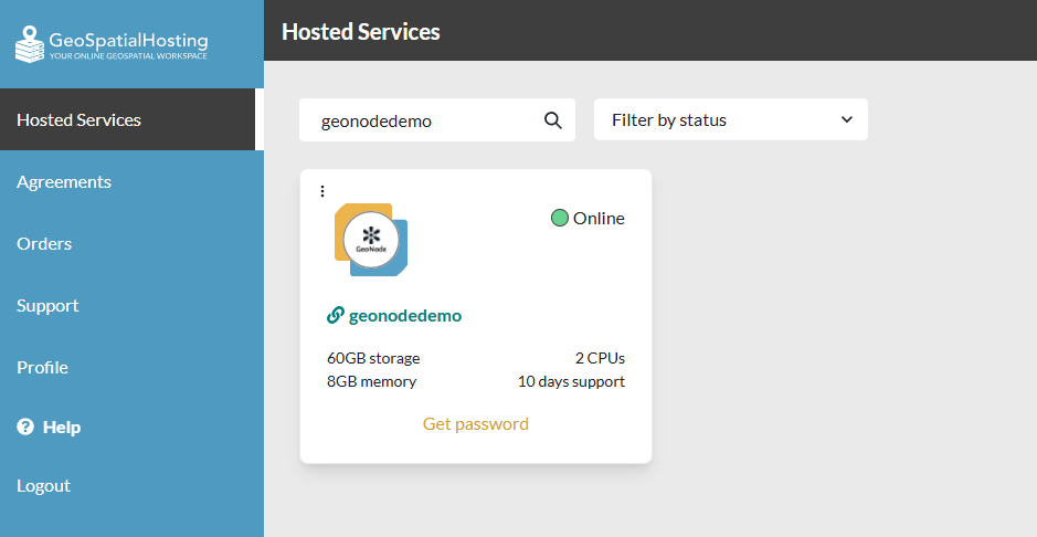 GeoSpatialHosting Dashboard