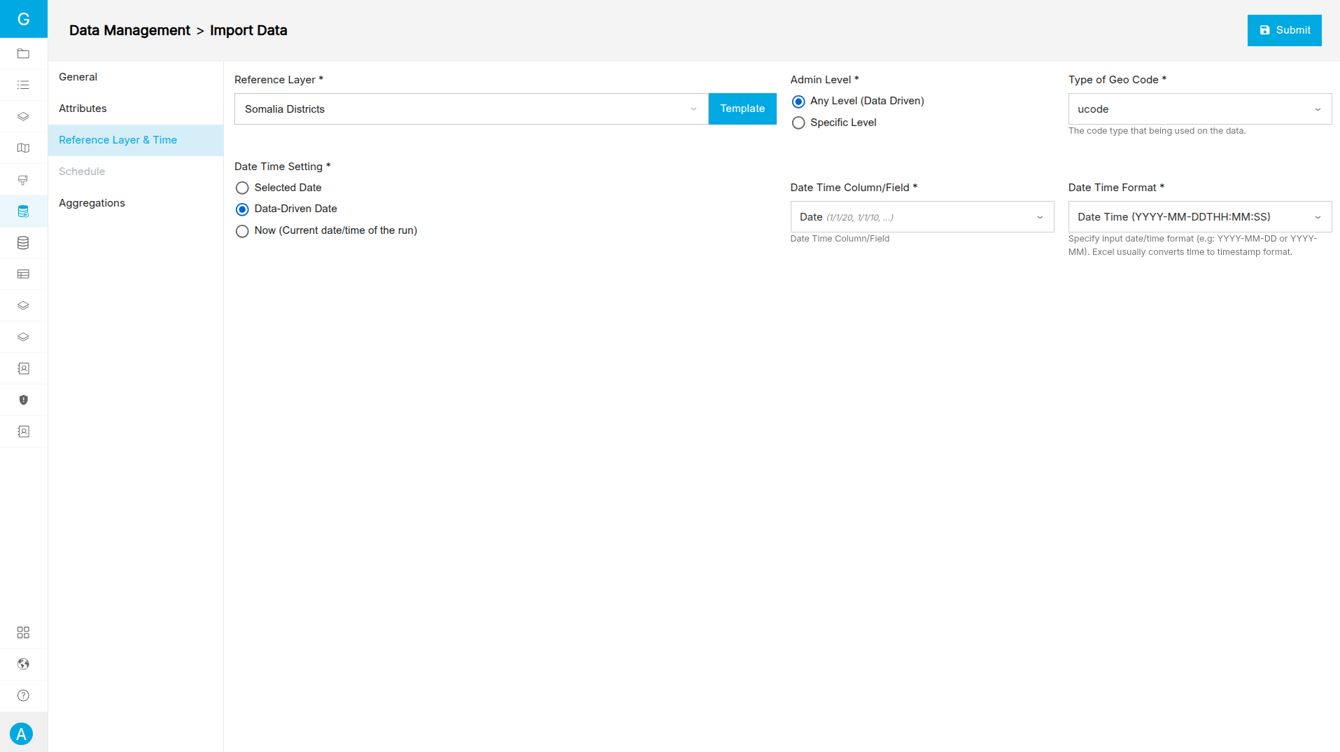 Reference Layer & Time Tab