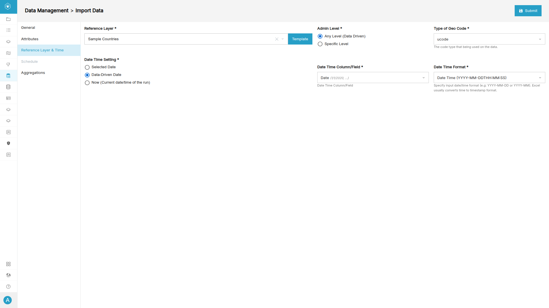 Reference Layer & Time Tab