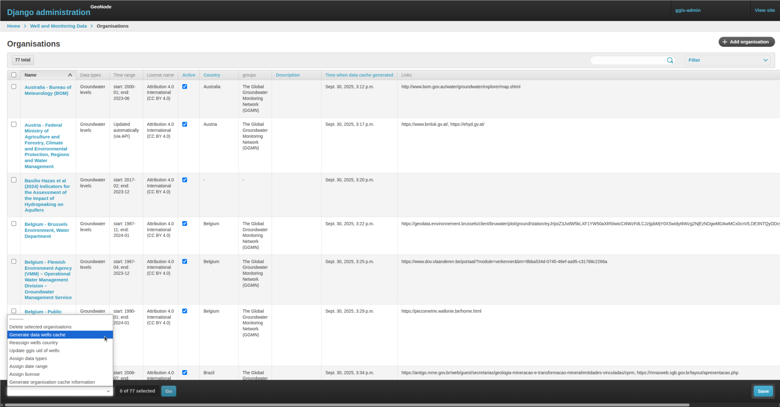Generate Organisation Cache