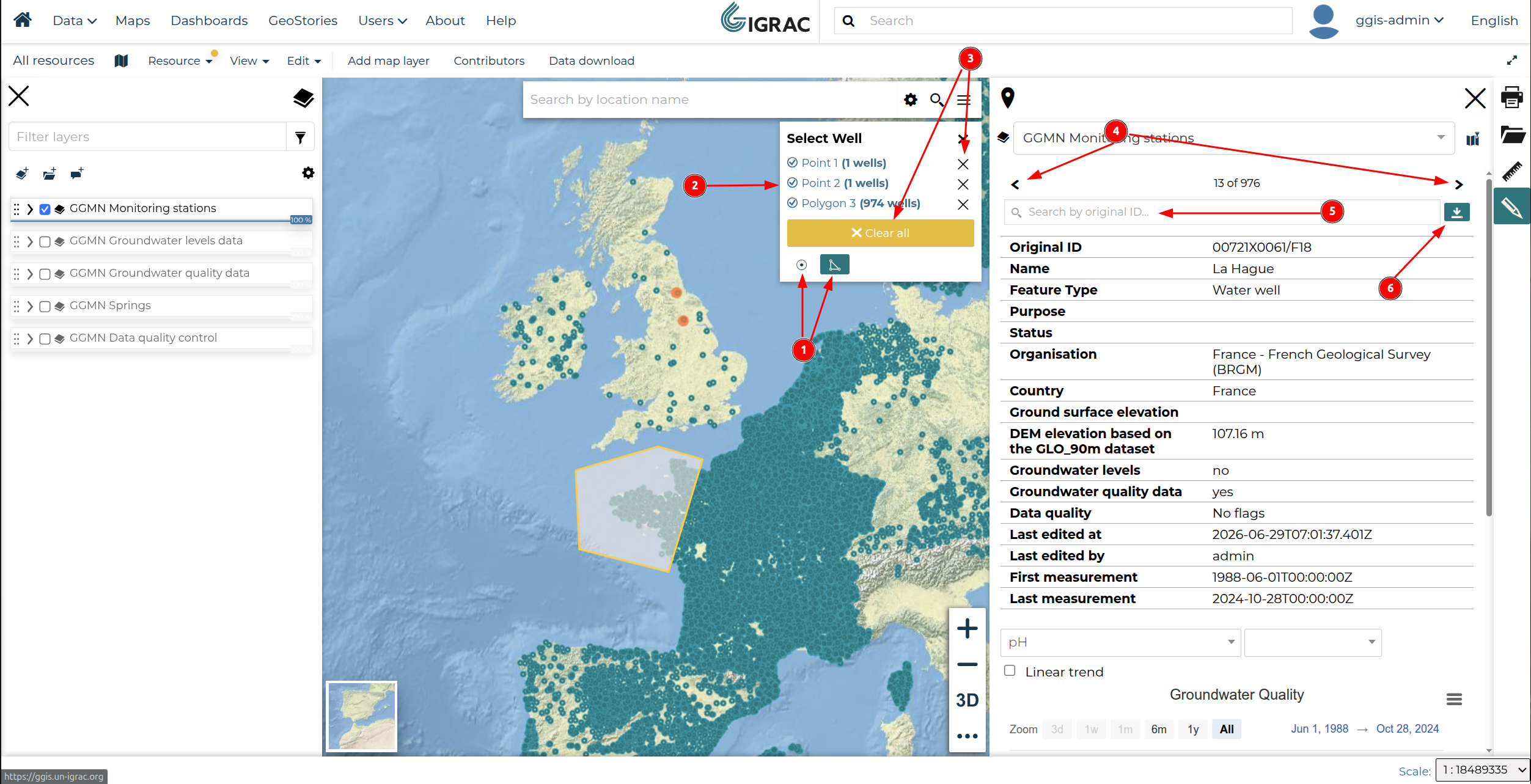 Annotated view of the Select Well workflow