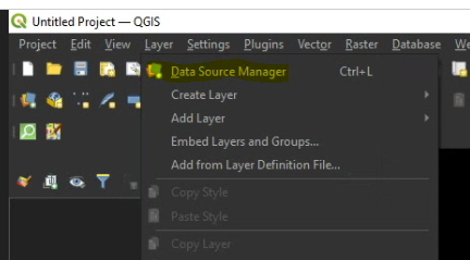 QGIS data source manager