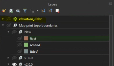 QGIS layers list