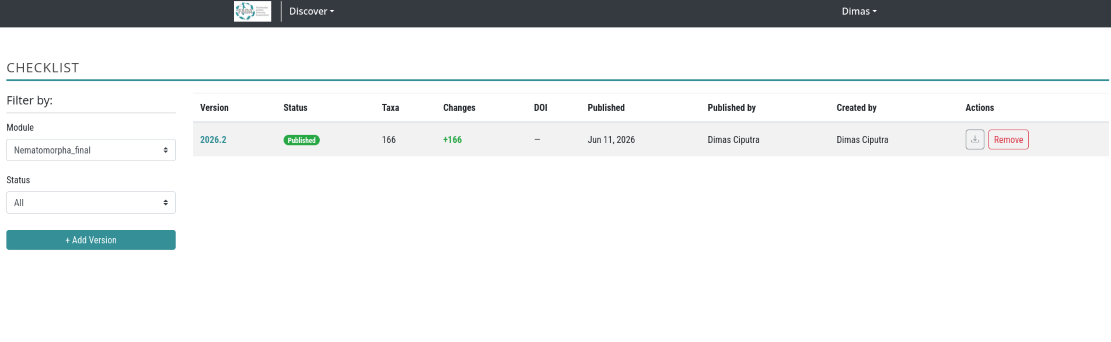 Checklist page - initial view