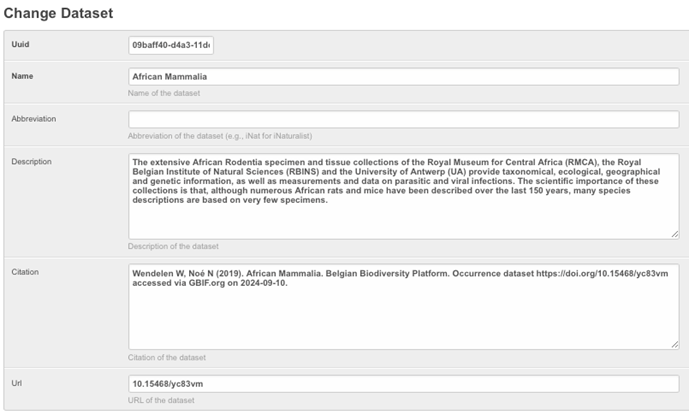 Change dataset