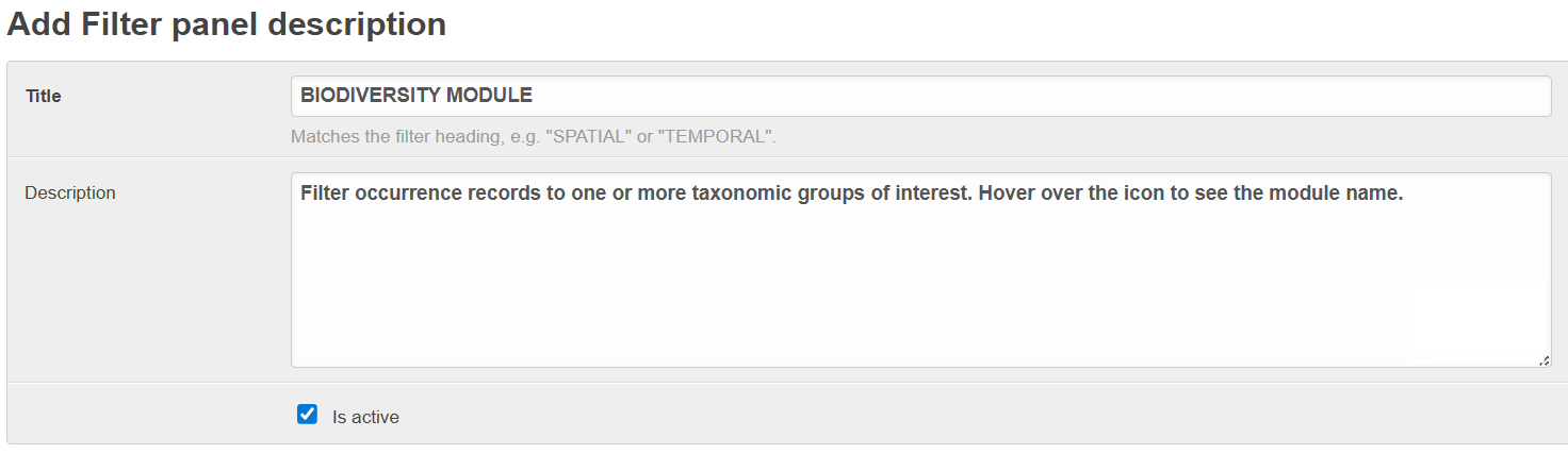 Add a filter description