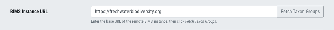 Enter the upstream BIMS URL and fetch its taxon groups