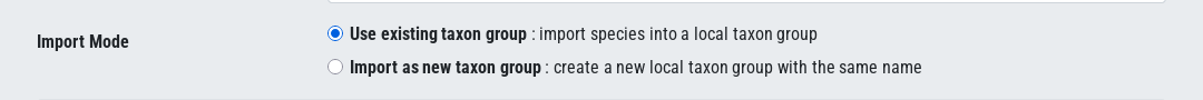 Choose whether to import into an existing group or create a new one