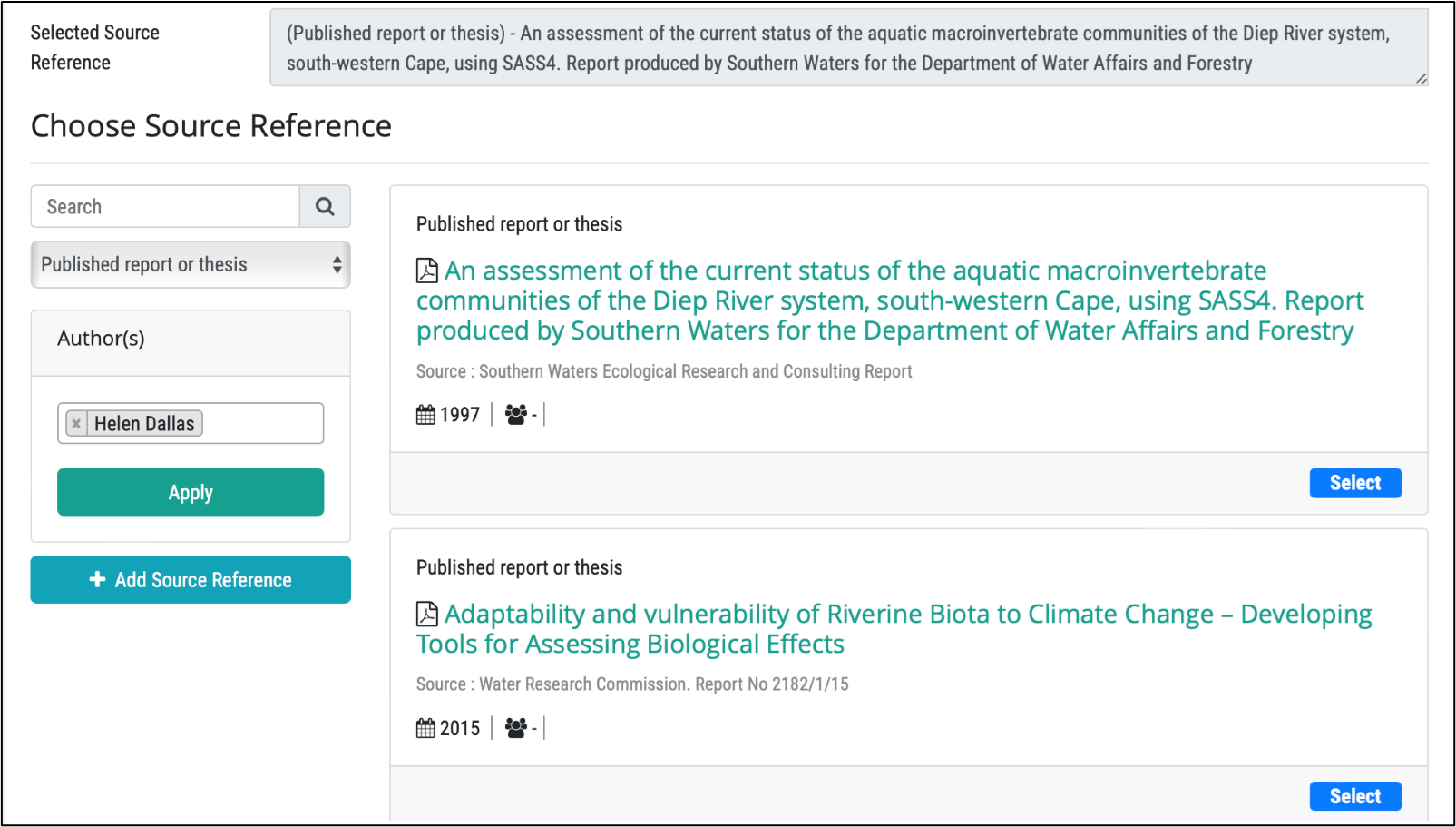 Choose source reference