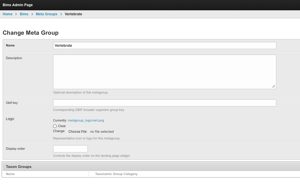 Add Meta Group form