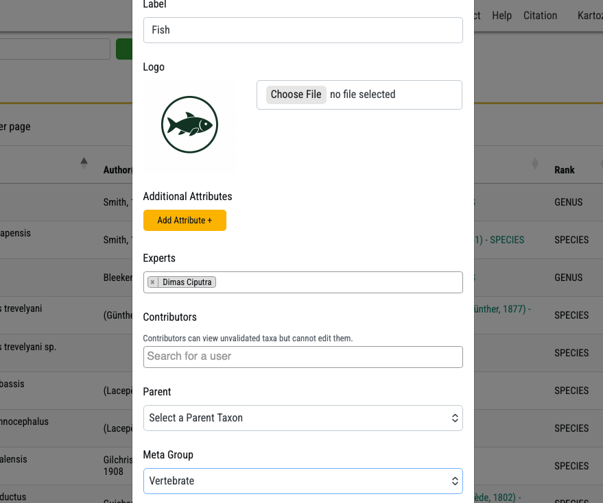 Assign Taxon Groups to a Meta Group
