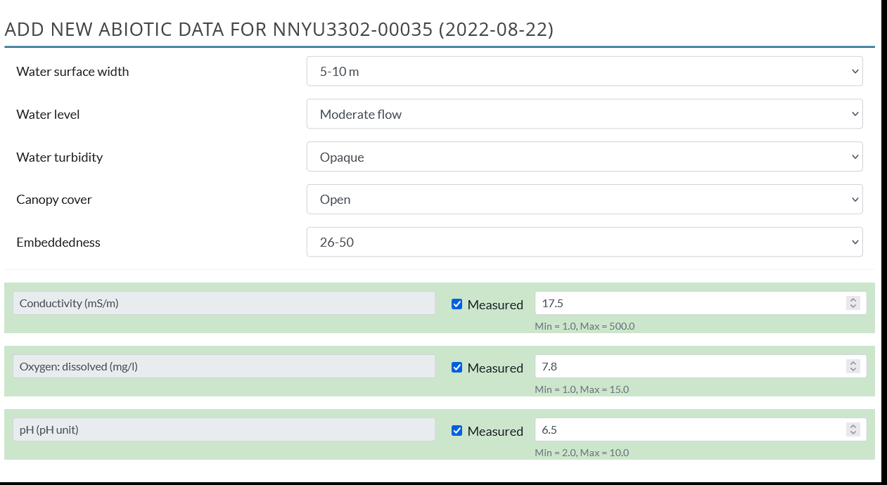 Site Biodiversity Data 9