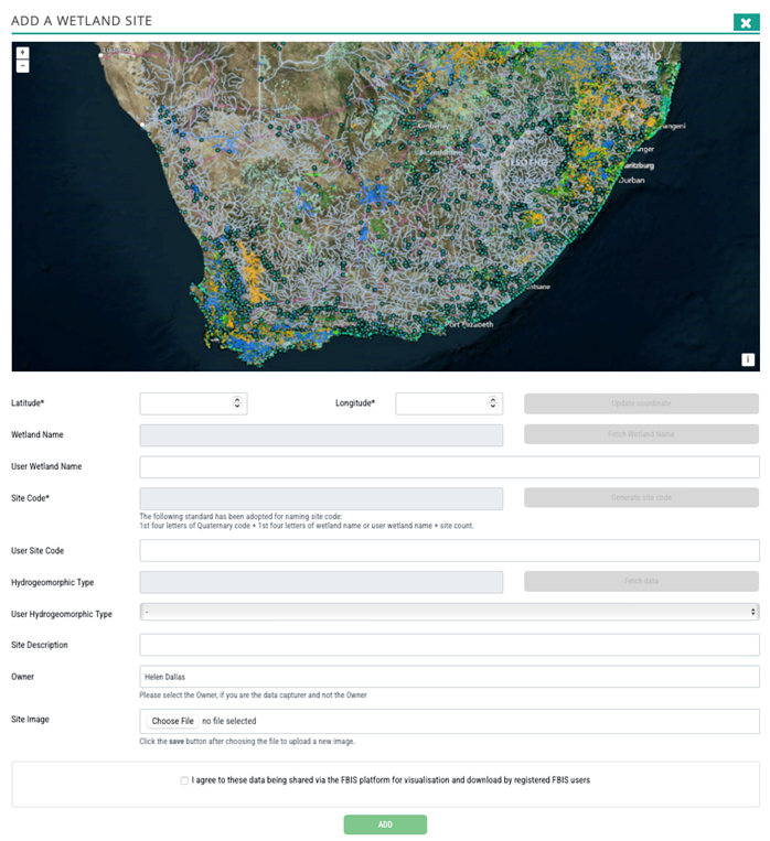Add a wetland site