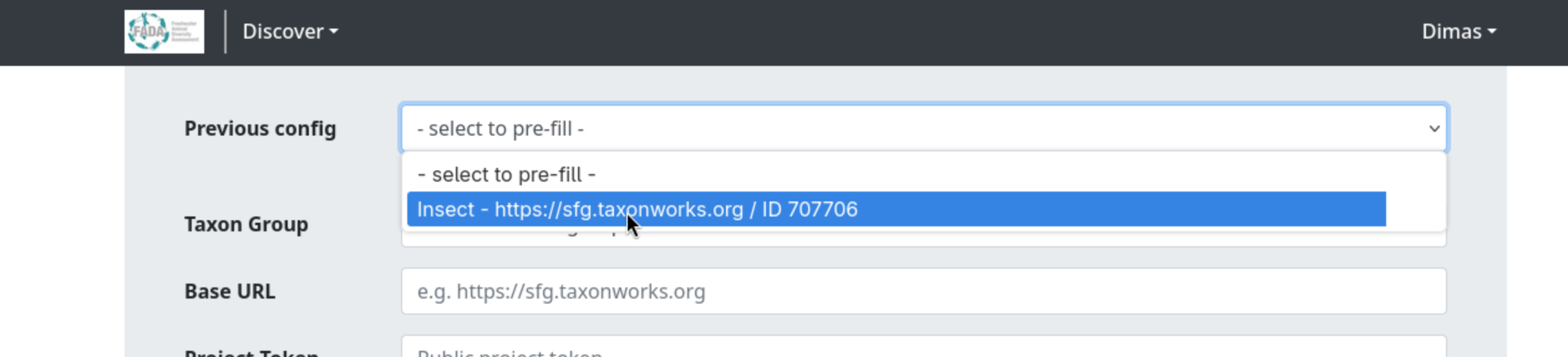 Previous config dropdown
