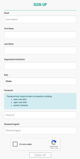 User sign up 2