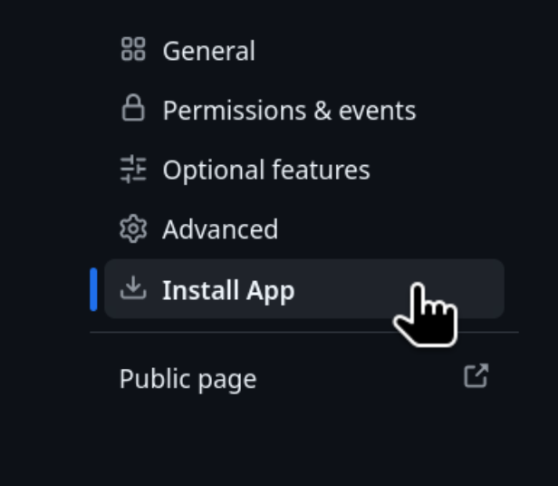 Install App option in left sidebar
