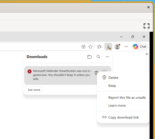 SmartScreen download warning