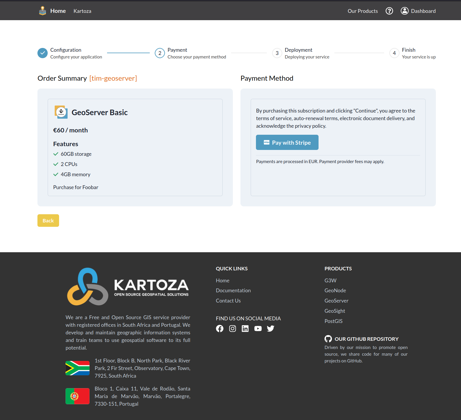 Payment page