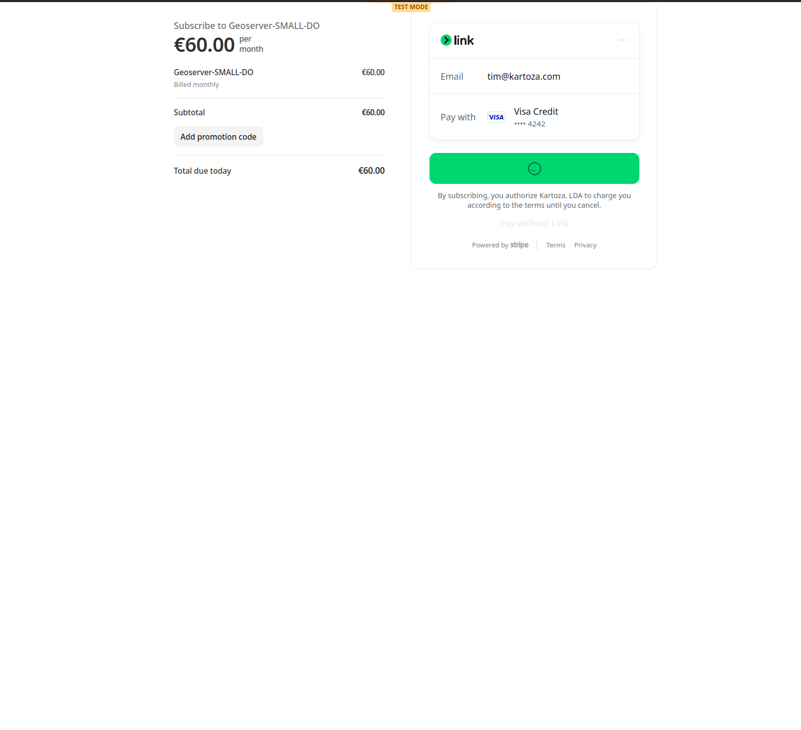 Stripe checkout