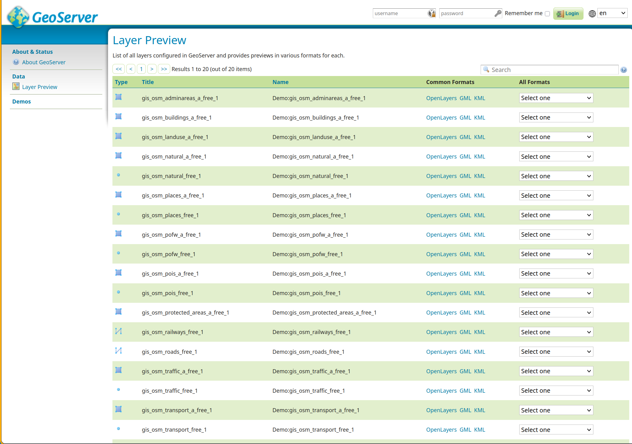 GeoServer Layer Preview