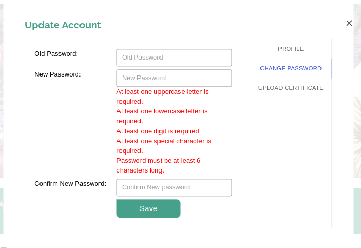 Update password form