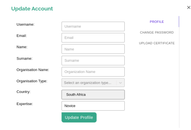 Update profile form