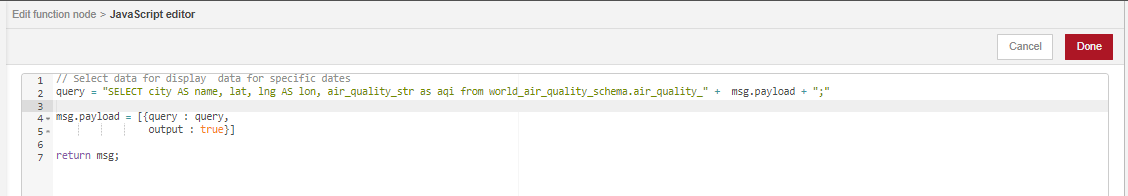 Configure the Function Node