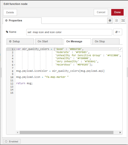 Configure the Function Node