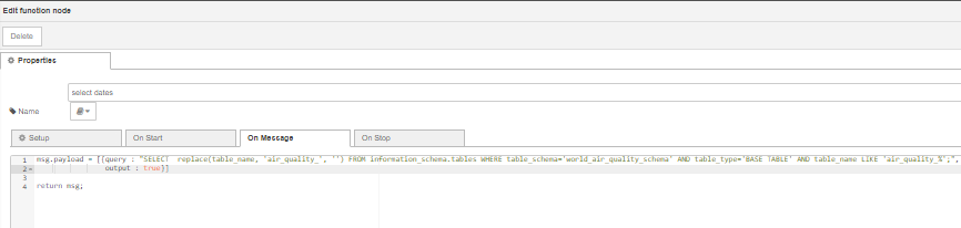 Select Dates Function Node