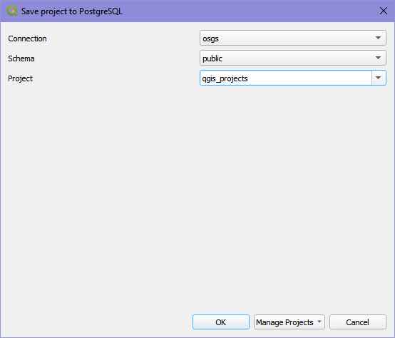 "Save QGIS Project in Database"