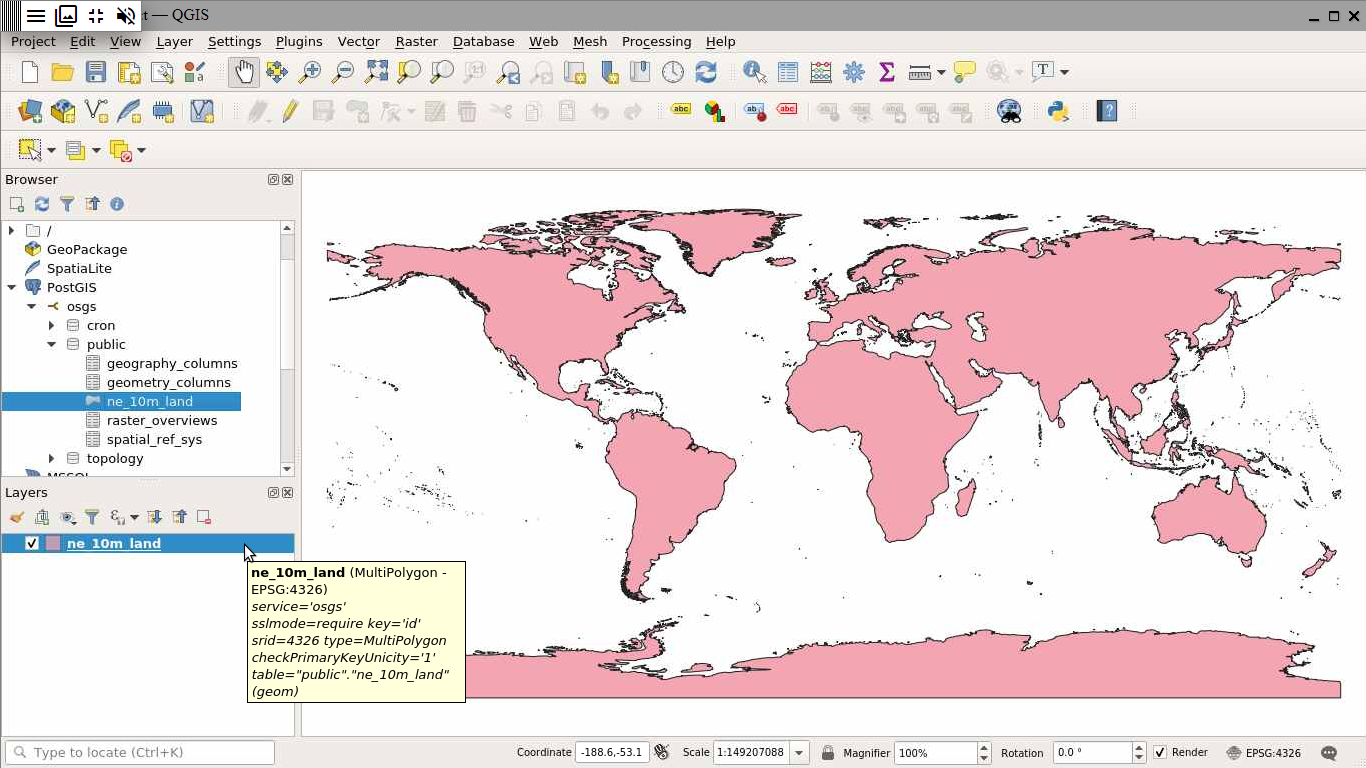 Load Vector Layer from PostGIS Connection