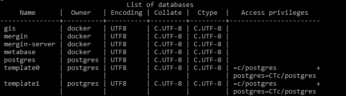 PostgreSQL and PostGIS Service Databases