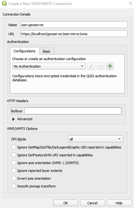 New WMS Connection Details