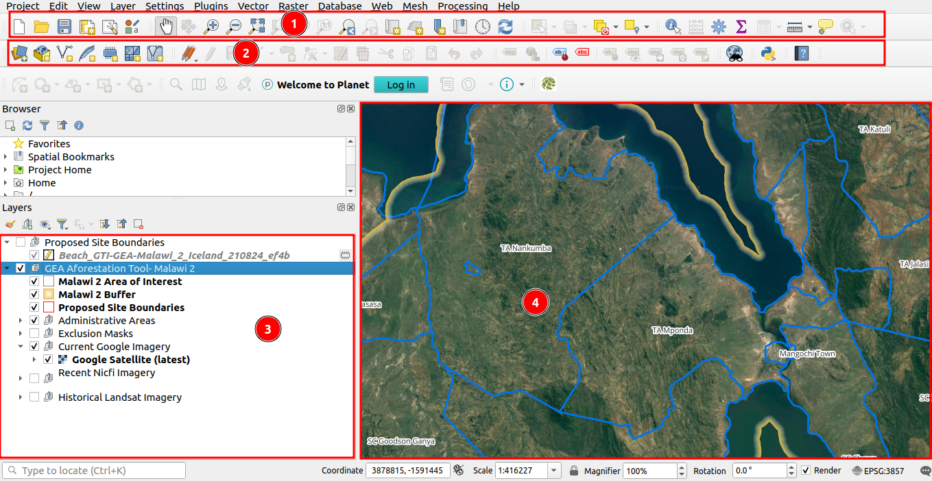 QGIS interface