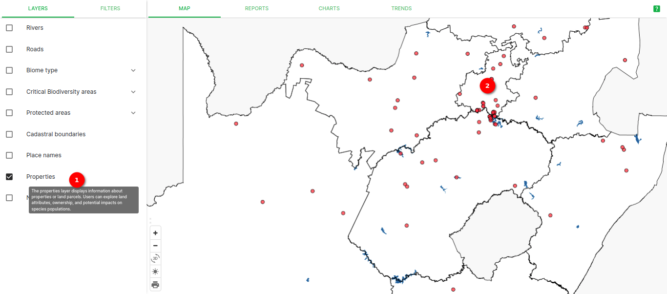 Properties layer with map