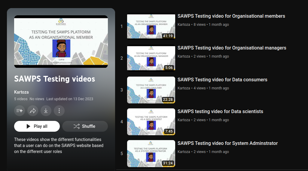 SAWPS Testing Videos