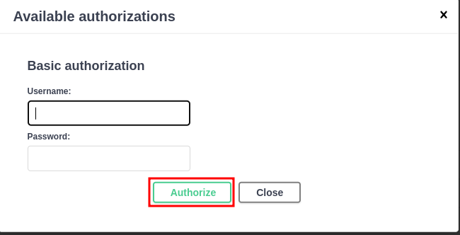 Authorise form