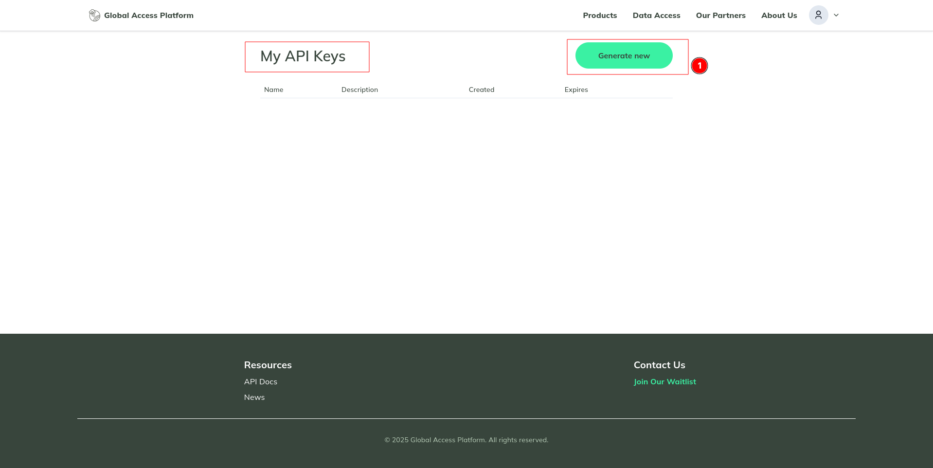 My API Keys Page