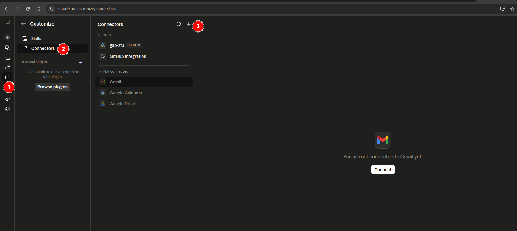 Open connectors settings
