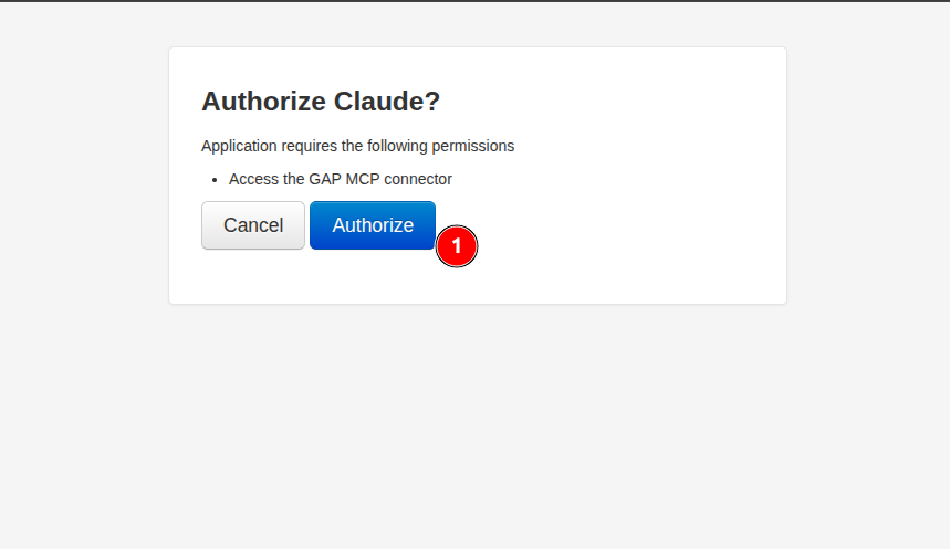 Authorize Claude to access the GAP MCP connector